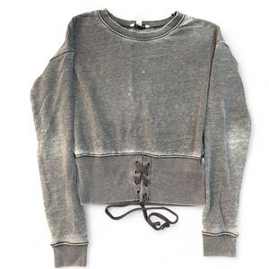 American Eagle Outfitters Gray Lace-Up Sweatshirt